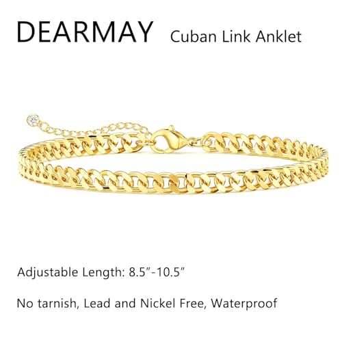 Image of DEARMAY Gold Anklets for Women Waterproof, Non Tarnish14K Gold Plated Ankle Bracelets Set Stack, Summer Beach Jewelry Gifts for Vacation, Bikini Outfits for Women Mom Her