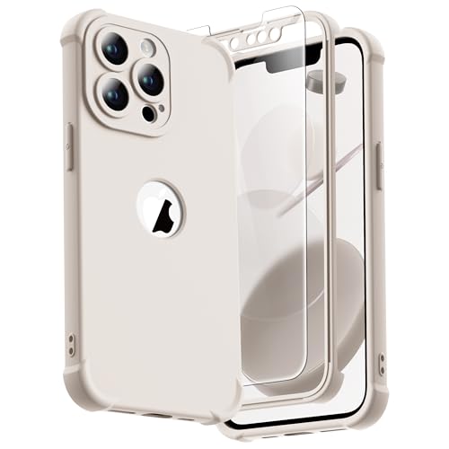 ORETECH for iPhone 13 Pro Case with 2X Screen Protector,Stone White