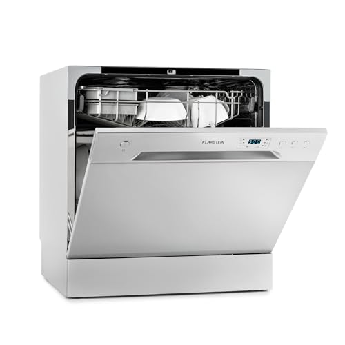 Klarstein Table Top Dishwasher, 8 Place Setting Mini Dishwasher, Quiet Operation Countertop Dishwasher w/ 6 Washing Programs, Compact Tabletop Dishwasher, Easy To Install Homes/Office Small Dishwasher