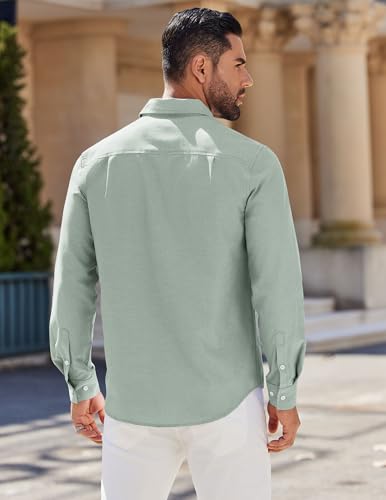 COOFANDY Sage Green Mens Dress Shirt Long Sleeve Button Up Shirts for Men Business Casual Shirts - Image 4