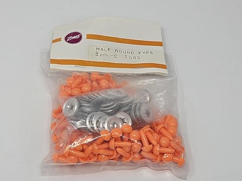 Generic Zim's 8mm Half Round Plastic Safety Eyes or Noses for Craft Amigurumi Dolls or Puppets (Bulk Pack of 144) (Orange), HDRE-8-Bulk