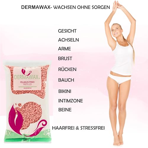Dermawax 1 kg Pink Rose Wachsperlen – Heißwachs ohne Vliesstreifen für Haarentfernung – Sanft zu empfindlicher Haut – Gesicht, Bikini & Intimbereich – Made in Italy
