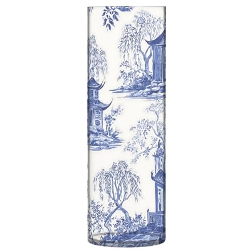 xmycdz Chinoiserie Vase Pagodas Flower Vase Blue Pavilion Cylinder Vases