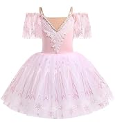 ODASDO Girls' Two-Piece Ballet Dress and Tutu Set for Ages 3-10