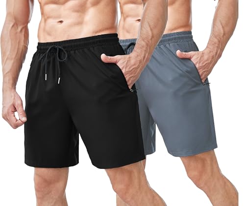 Image of TAGDO Men's Athletic Shorts with Zipper Pockets | Lightweight Workout Running Shorts Pants for Men | Elastic Waist Drawstring Gym Shorts for Training | Fitness, Sports, Casual Wear (2051)