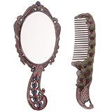 Miroir de poche à main : miroir de maquillage compact et classique, idéal pour les filles, les adolescentes et les femmes, pour se maquiller, vérifier son rouge à lèvres, etc. miroir cosmétique vintage