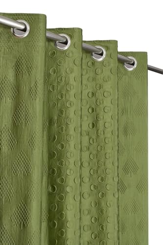 Image of Coin Punching Window Curtains 5 Feet Long for Living Room - Window Curtain Set of 1 Pcs Panel, Stylish Parda for Home Decor & Office Green Colour -1 Pcs 5 feet