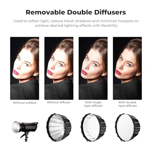 K&F Concept 35“/90cm Softbox Parabolic Hexadecagon Compatible with Bowens Mount, with Honeycomb Grid, Light Diffusers, Carrying Bag, for Photography Studio Speedlite Flash and Monolight