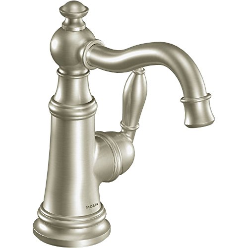 Moen S42107BN Weymouth One-Handle Single Hole Traditional Bathroom Sink Faucet with Drain Assembly, Brushed Nickel by Moen - Used condition - US$204.94