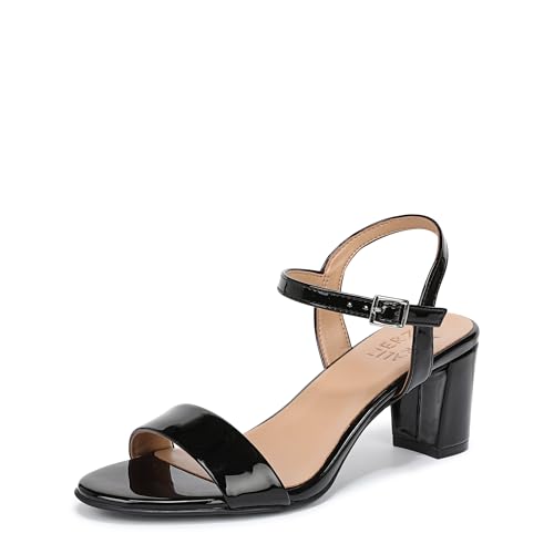 Naturalizer Womens Bristol Ankle Strap Block Heel Dress Sandal Black Patent 8 M