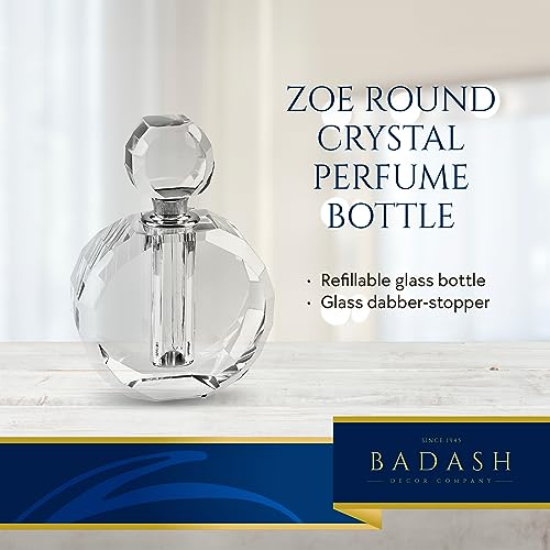 Badash Zoe Crystal Perfume Bottle with Dabber-Stopper - 4” Tall