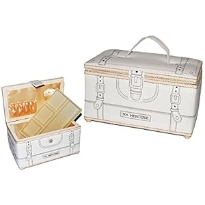 2 tlg. Nähkorb XL groß – Tasche weiß/beige mit Einsatz – Stoff Nähkasten Nähkästchen bunt Handarbeitskorb