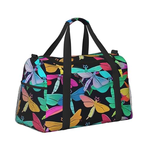 Cute Dragonflies Print Travel Duffle Bag For Men Women Sport Gym Handbag With Shoulder Strap For Travel3