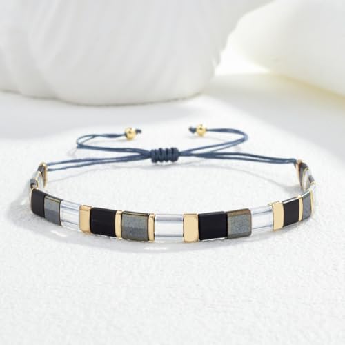 Image of KELITCH Colorful Tila Beaded Bracelets Women Strand Friendship Bracelet Handmade New Link Cuff Bracelets
