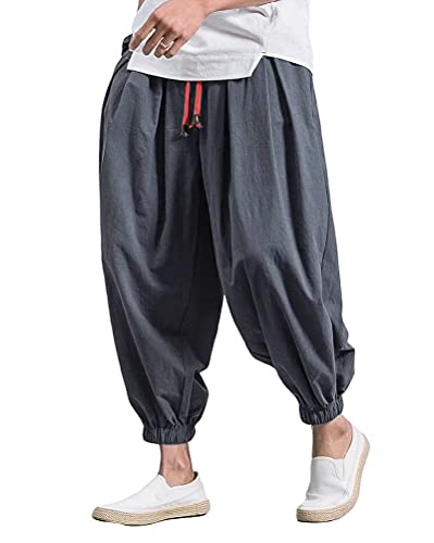 shownicer Jogging Hommes Pantalon de Sport Jogger Homme Survêtement Pantalon Sarouel Ample Décontracté Baggy Harem Bermudas Taille Elastique Large...