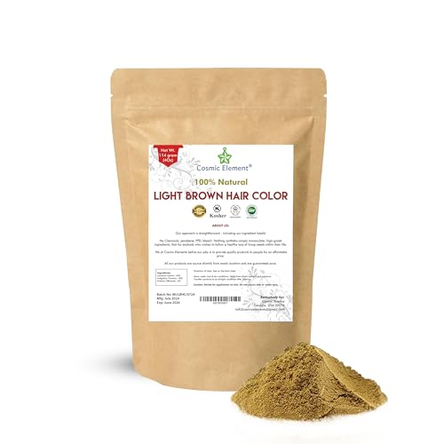 Cosmic Element Light Brown Henna Powder for Hair & Beard Color - Organic Natural Hair Dye, Chemical Free, Gluten Free, Cruelty Free - 4 oz