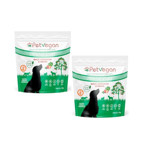 Kit com 2 Pouchs de Dental Care sabor Maçã, Espinafre e Menta de 150g cada - PetVegan