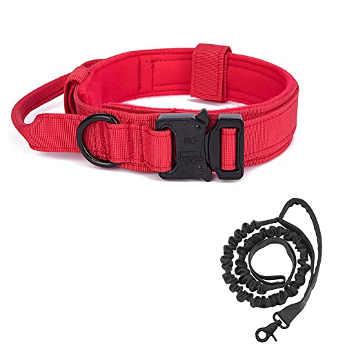 BUYTER Reflective Nylon Tactical Dog Collar Military Adjustable Durable For Large German Shepherd Outdoor Working Training Walking with Leash