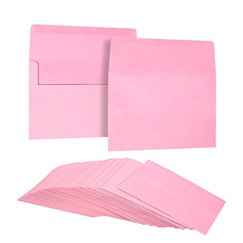 Juvale 100 Pack Pastel Pink Color A7 Envelopes for 5 x 7 Greeting Cards and Invitation Announcements - Value Pack Square Flap Envelopes - 5.25 x 7.25 Inches - 100 Count