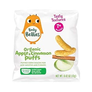 Baby Bellies Organic Puffs Baby Snack, Apple & Cinnamon, Pack of 6 Individual Snack Packs