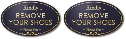 Remove Your Shoes Sign, Black/Gold, Engraved, 3" x 5", Fade Resistance, Indoor/Outdoor Use, USA MADE By My Sign Center (Pack of 2)