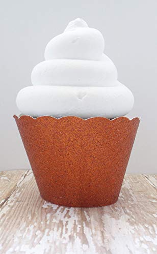 Dark Orange Metallic Glitter Cupcake Wrappers Party Dessert Decorations Standard And Mini Holders Set Of 12 #TOP14