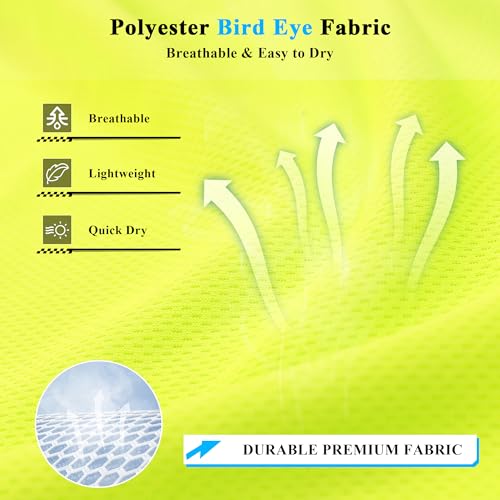 W&H Hi Vis Safety Long Sleeve Shirts Reflective High Visibility Birdeyes Class 3 Shirts,Construction Work - Image 4
