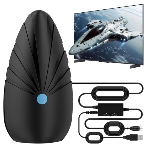 2026 Indoor TV Antenna for Smart & Old TVs, Digital HD Antenna for Local Channels, Support 4K 1080P VHF UHF, 360 Long Range Reception with Signal Amplifier