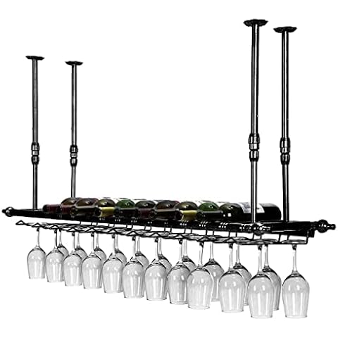 Wine Glass Rack, Hanging Wine Glass Holder, upside down wine rack, ceiling decoration rack,Adjustable Height and Width Cover