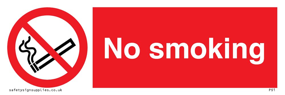 Pack of five - No Smoking Sign - 150x50mm - L15