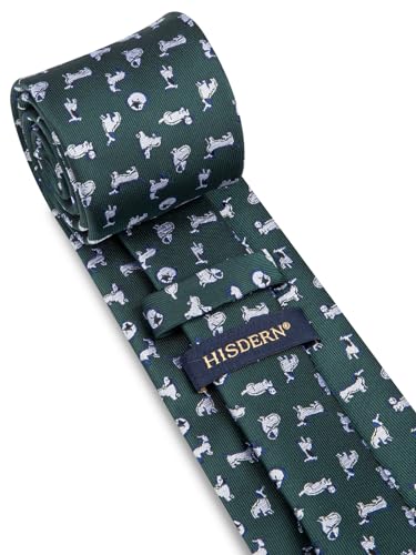 Image of HISDERN Ties for Men Classic Animal Tie and Pocket Square Set Jacquard Woven Silk Neckties Handkerchief Wedding Party
