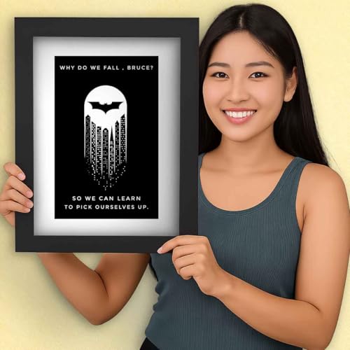 DmcreativityCraft Batman Quotes Poster with Frame DC Comics Posters for Wall Framed Wallpaper with 1 inch Black Frames for Living Room, Bedroom, Kids, Desk Decor (9 X 12 Inches)