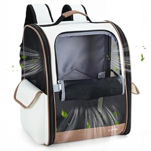 Lekereise Ventilated Cat Backpack Carrier, Pet Carrier Backpack Airline Approved for Small Dogs Medium Cats Fit Up to 18 Lbs, Dogs Foldable Backpack Carrier for Travel, Hiking, Beige