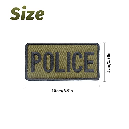 Police Patch Hook And Loop Embroidery Patches Stick On Clothes Sign Durable Fabric Reusable Personalized Badge Tactical Applique Rectangular For Vest Dog Backpack 2Pcs (Black Green) #TOP1