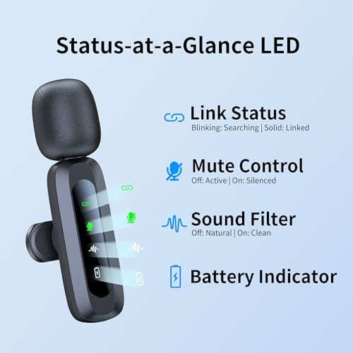 Image of Wireless Mini Microphone for iPhone 15 /16 /17, iPad, Android, Wireless Lavalier Microphone with Noise Reduction, Portable USB C Lapel Mic for Video Recording, Vlog, Tiktok, YouTube