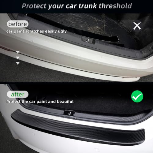 Image of Rear Bumper Protector for SUV /Truck, 36.6 inchx3 inch Universal Matte Black Guard - Carbon Fiber Textured Anti-Scratch, High-Adhesion Easy Install Trunk Lip Cover