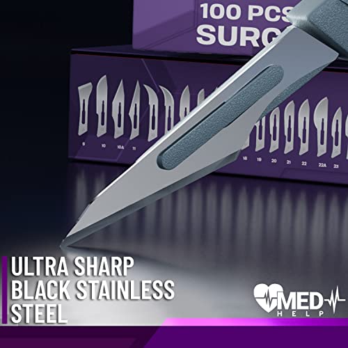 MedHelp 100 Disposable Surgical Blades 11, Size 11 Medical Scalpel Blades for Surgical Scalpel Knife, High Carbon Steel Dermablades. Individually Wrapped - Thumbnail 7