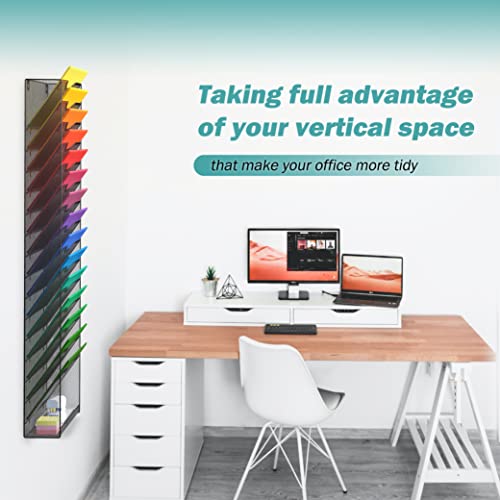 Delifox 2 Pack 15-Tier Wall Mounted Hanging File Organizer Metal Mesh Wall File Holder Organizer Magazine Rack Multipurpose Use For Office #TOP5