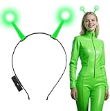 Dokeawo Alien Headband for Alien Costume Women Adult, Glowing Green Alien Antenna Headband Halloween Party Cosplay Costume Hair Accessories