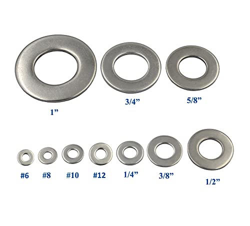 Dgol 200 Pcs #8 304 Stainless Steel Sae Flat Washer, Outer Diameter 7/16 Inch Washers Assortment Kit #TOP4