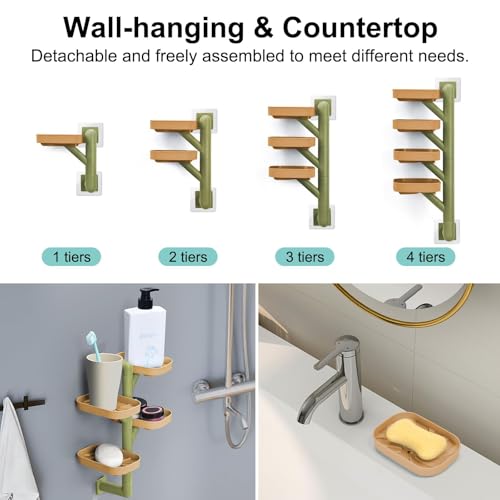 Soap Holder Four Layer Wall Mounted NO-Drilling Rotatable Self-draining Removable Soap Dish for Shower Bathroom Tray,Self Draining Sponge Holder,Razor Holder (Yellow/Green) by yuejihuisimple - Used condition - Image 8