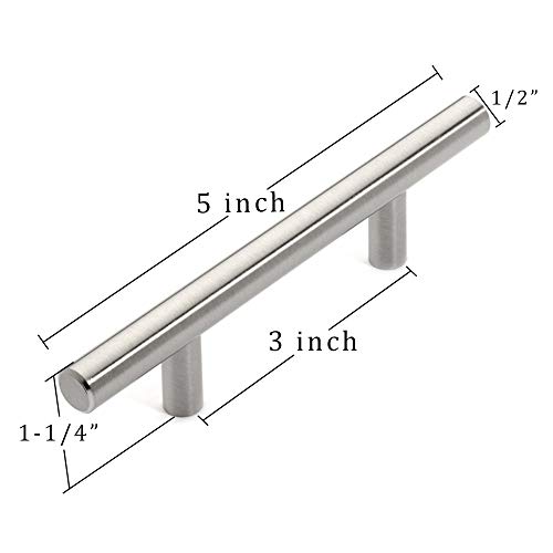 Kingrol 30 Pack Straight Bar Cabinet Pulls, Satin Nickel Cabinet Handle Pulls, 5 Inch Overall Length & 3 Inch Hole Centers #TOP2