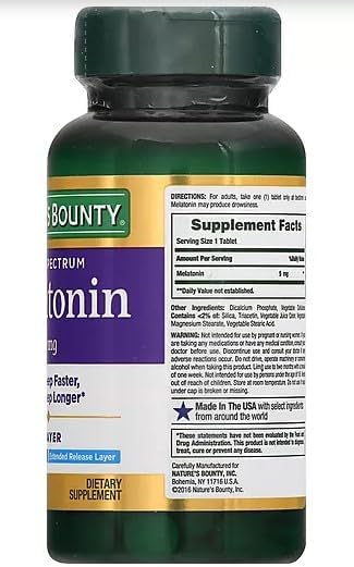 Miniatura 3 de Nature's Bounty Melatonina 5 mg comprimidos de dos capas 60 ea (paquete de 3)