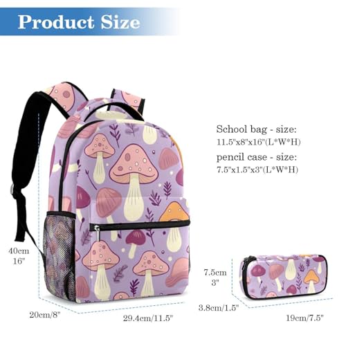 Sac à dos motif champignon violet multicolore grand format avec sa trousse