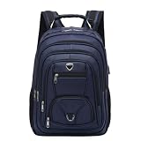 Mochila Executiva Couro Sintético Antifurto Notebook 17USB Impermeável 50L Masculina Trabalho Faculdade Viagem Reforçada com Cabo de Aço (Azul)