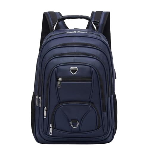 Mochila Executiva Couro Sintético Antifurto Notebook 17USB Impermeável 50L Masculina Trabalho Faculdade Viagem Reforçada com Cabo de Aço (Azul)
