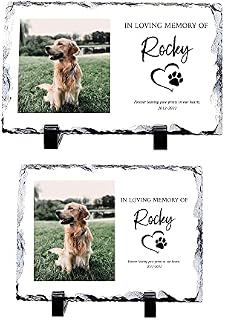 Print Maniacs Perosnalised Rock Slate Grave Marker Memorial Photo Any Image Name Plaque Pet Cat Dog Loving Memory Still Loved Still Missed (12cm x 22cm)