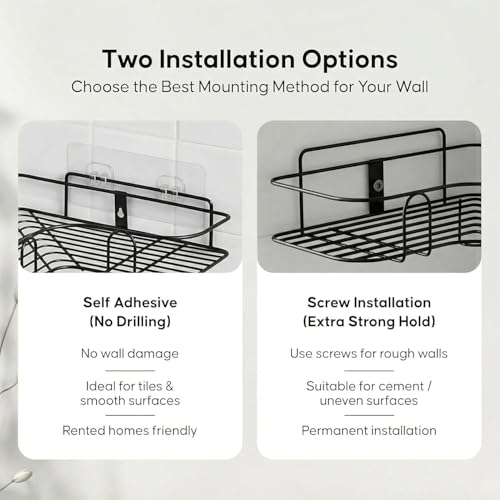 Image of TEKCOOL Pack of 2 Self-Adhesive Shelf /Storage Organizer for Bathroom and Kitchen Corner Wall Mounted Rack Shelf Bathroom Accessories Storage Rack No Drilling-Shelf Adhesive'