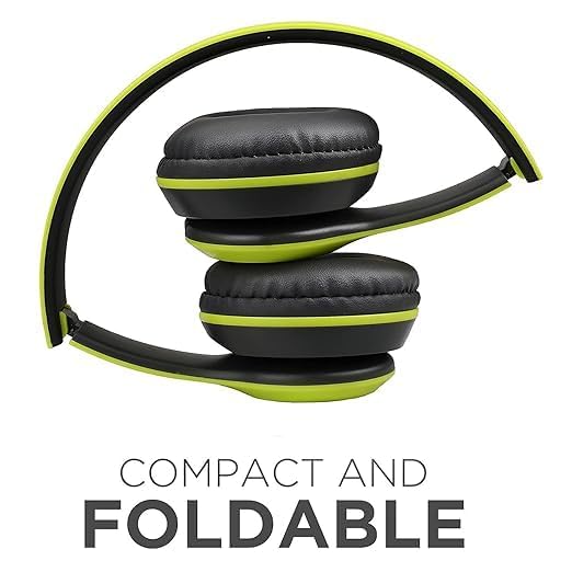 P47 icall Wireless Headphones Bluetooth 5.0 Over Ear Headphones Foldable Headset with Built-in Mic Lightweight Headset with Memory Card Support (Green) - Image 4