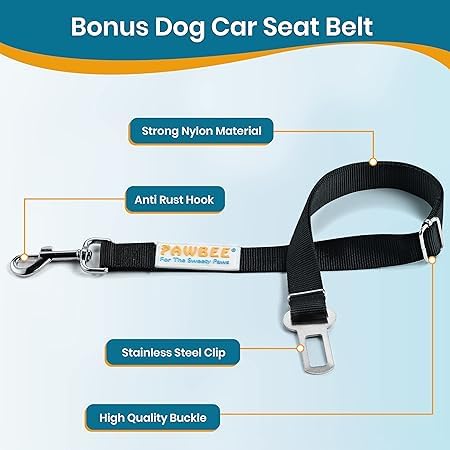 Image of Dog car seat Cover (Yellow, Mesh Window Hatchback Car seat Cover)